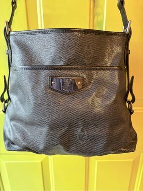Mark Cross Black Crossbody Bag with Metal Plate Accent
